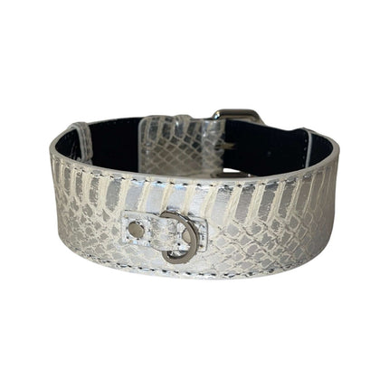 Stunning Silver Snake Classic Collar With Silver Classic Hardware