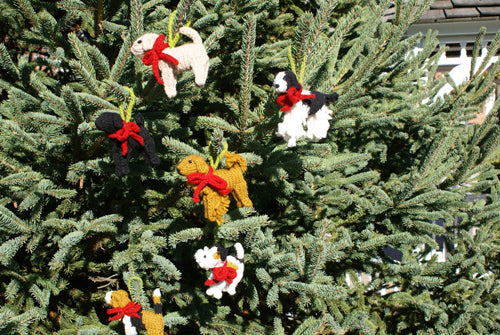 Knit Dog & Cat Tree Ornaments Bichon Frise