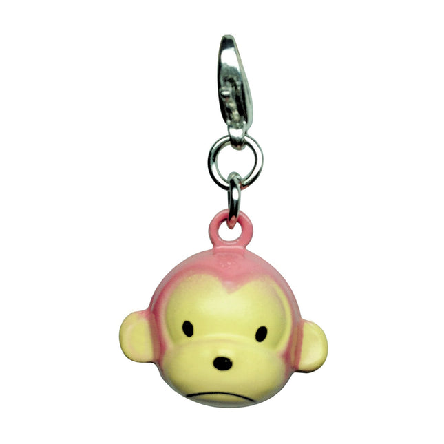 Pink Monkey Metal Jingle Bell Charm