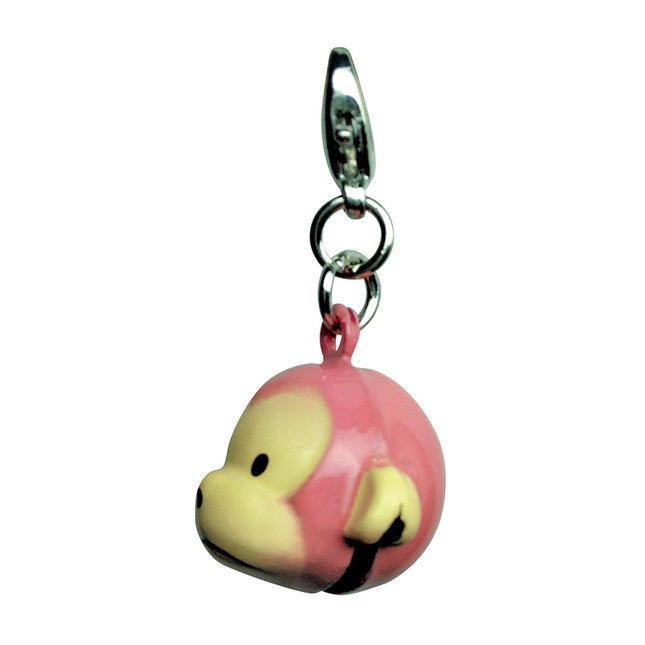 Pink Monkey Metal Jingle Bell Charm