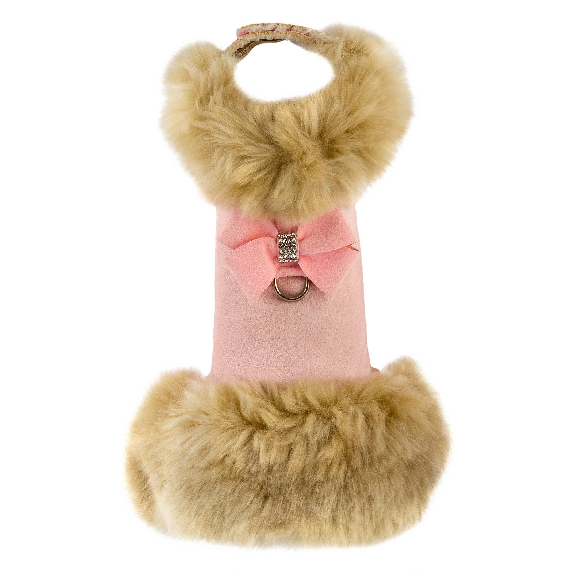 Nouveau Bow Champagne Fox Fur Coat Puppy Pink