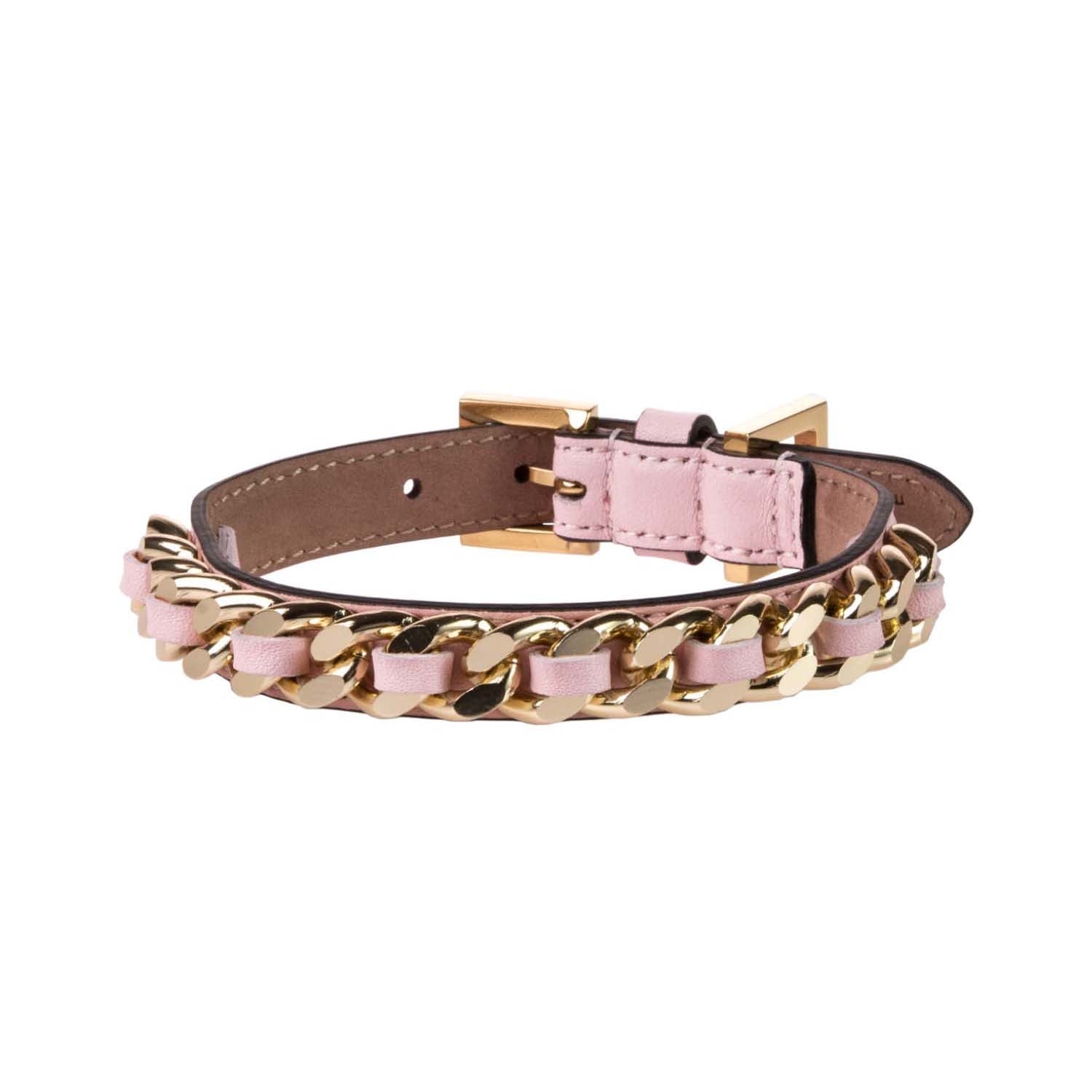 Chain Collar in Pink Leather 35cm (13.77