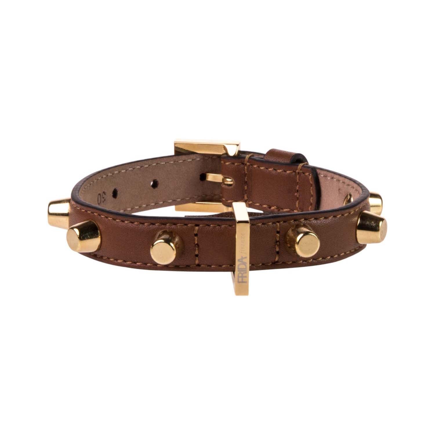 Stud Bag Pet Collar in Brown Leather 35cm (13.77