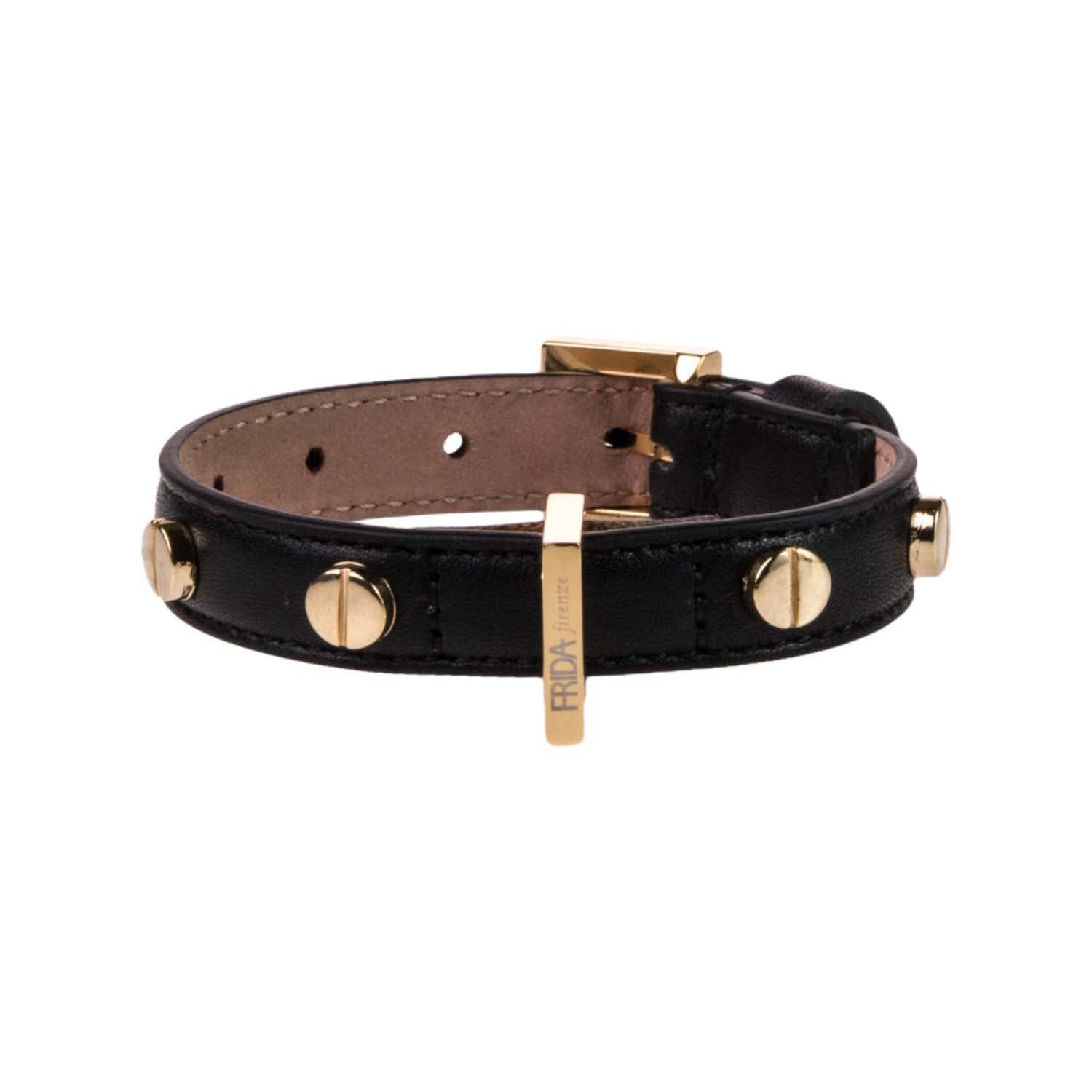 Stud Screw Black Leather Collar 35cm (13.77