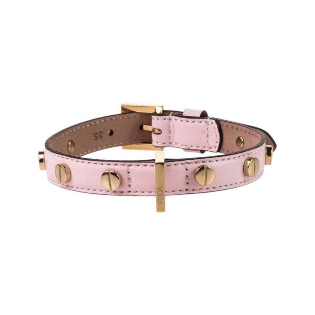 Stud Screw Pink Leather Collar