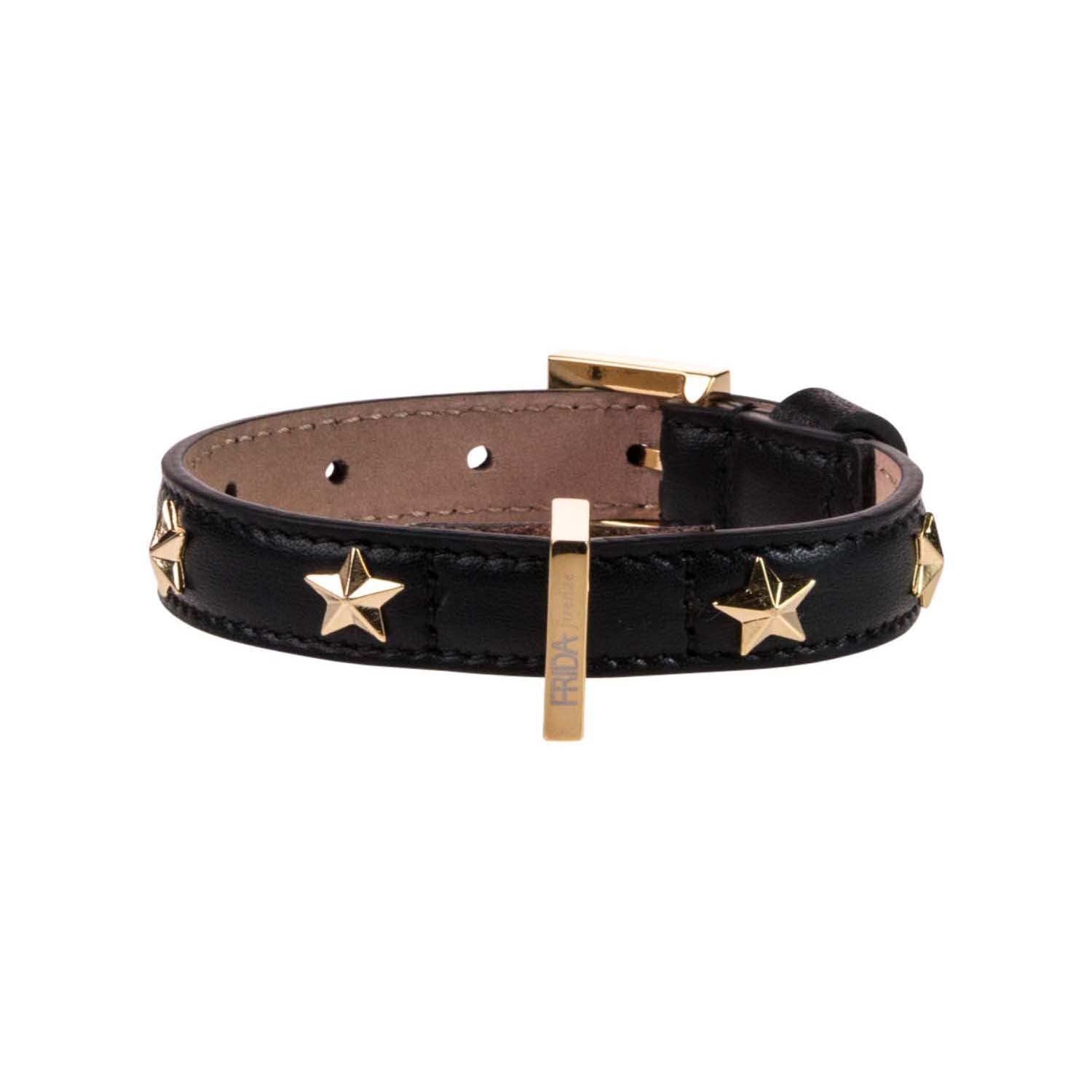 Star Stud Black Leather Collar 35cm (13.77