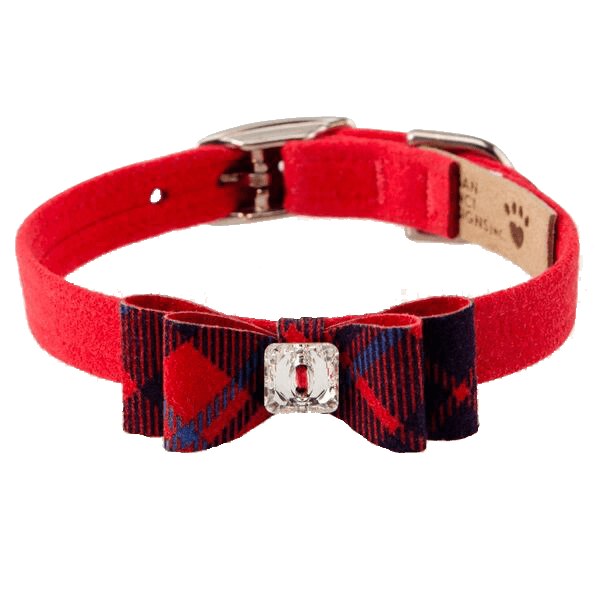 Scotty Chestnut Plaid Big Bow Collar Red