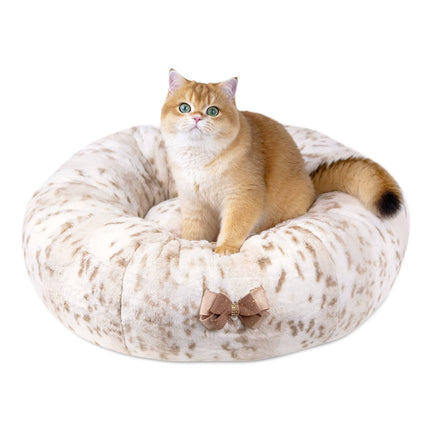 Double Nouveau Bow Soft Arctic Snow Leopard Bed