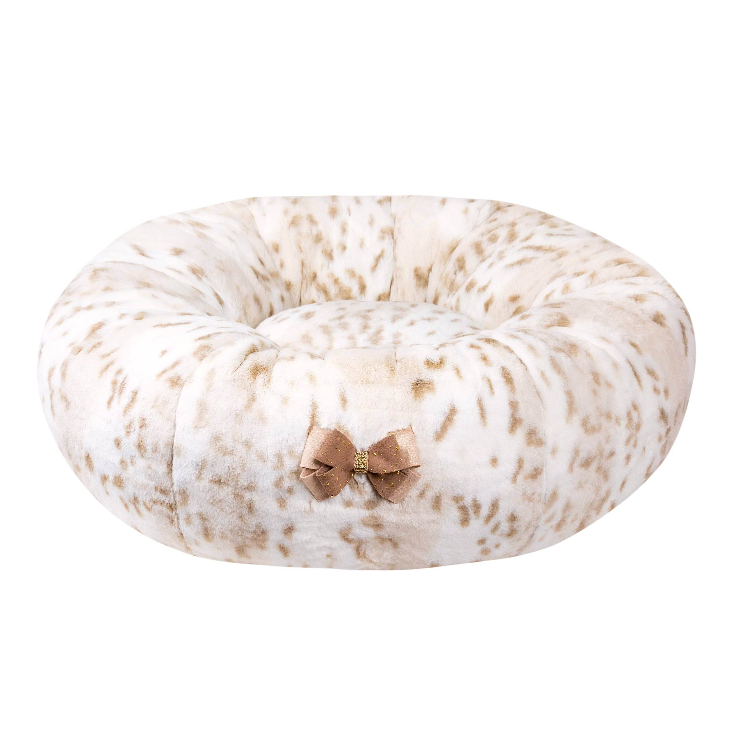 Double Nouveau Bow Soft Arctic Snow Leopard Bed Soft Arctic Snow Leopard