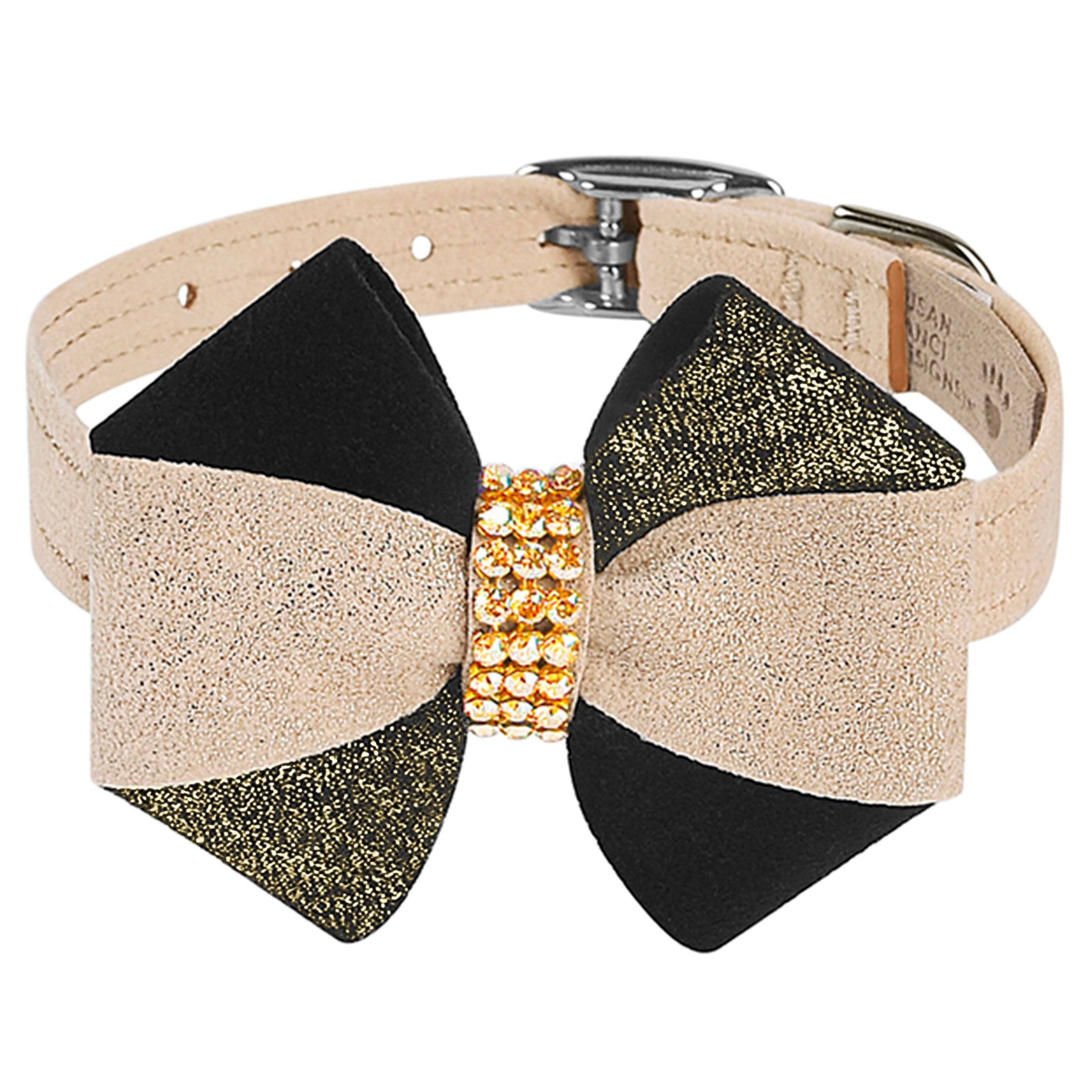 Glitzerati Pinwheel Bow Collar Champagne