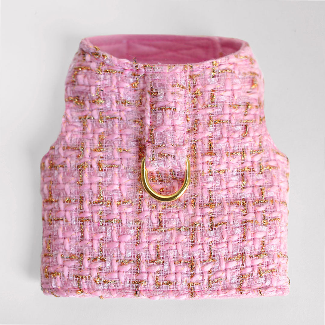 Chantel Tweed Dog Harness Bubblegum Pink