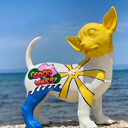 Chihuahua with Good Vibes Statue