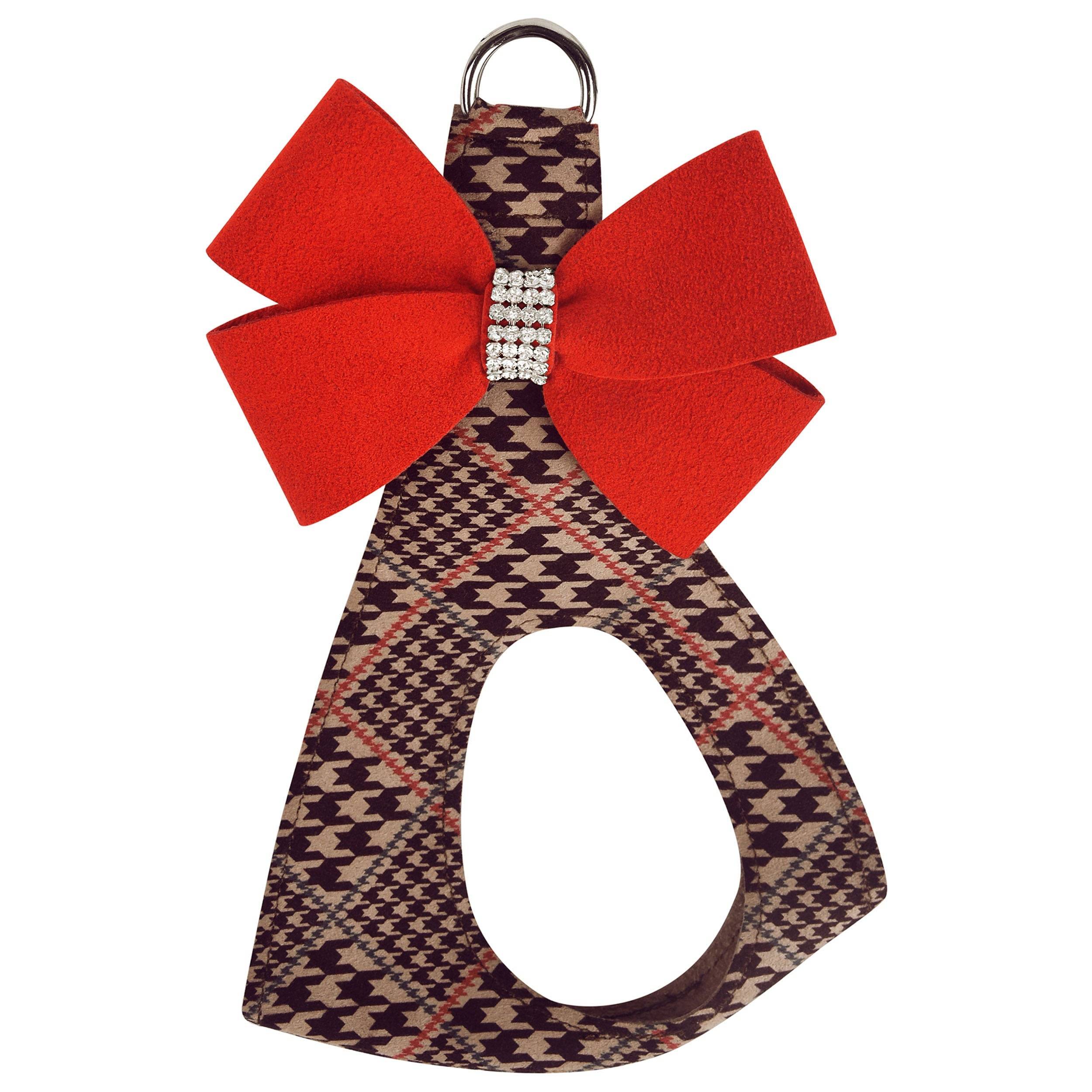 Red Pepper Nouveau Bow Step In Harness Chocolate Glen Houndstooth