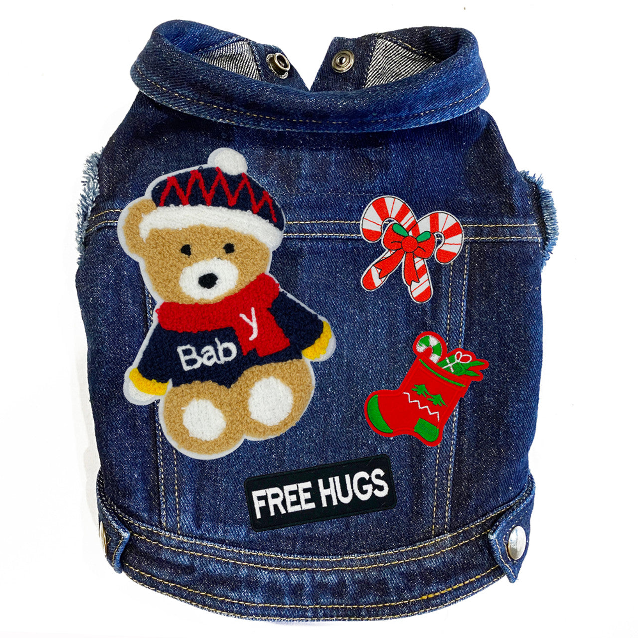 Christmas Baby Bear Denim Dog Jacket