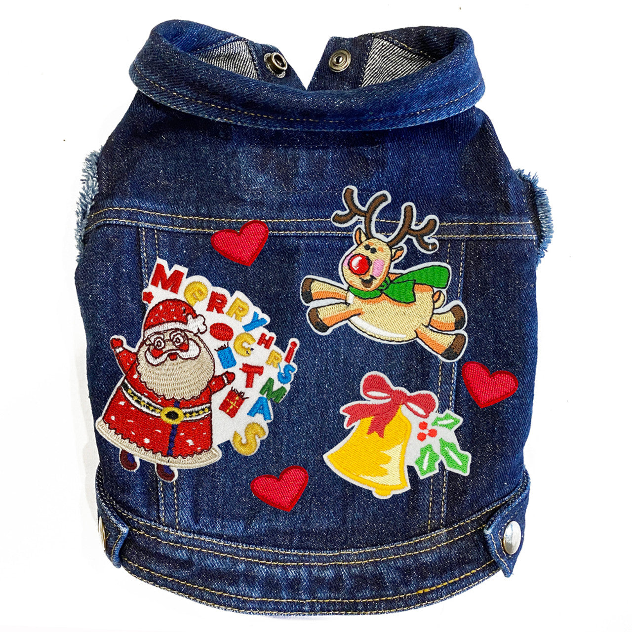 Christmas Flying Reindeer Denim Dog Jacket