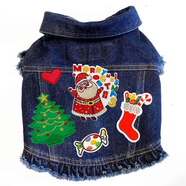 Christmas Fun Santa Denim Dog Jacket