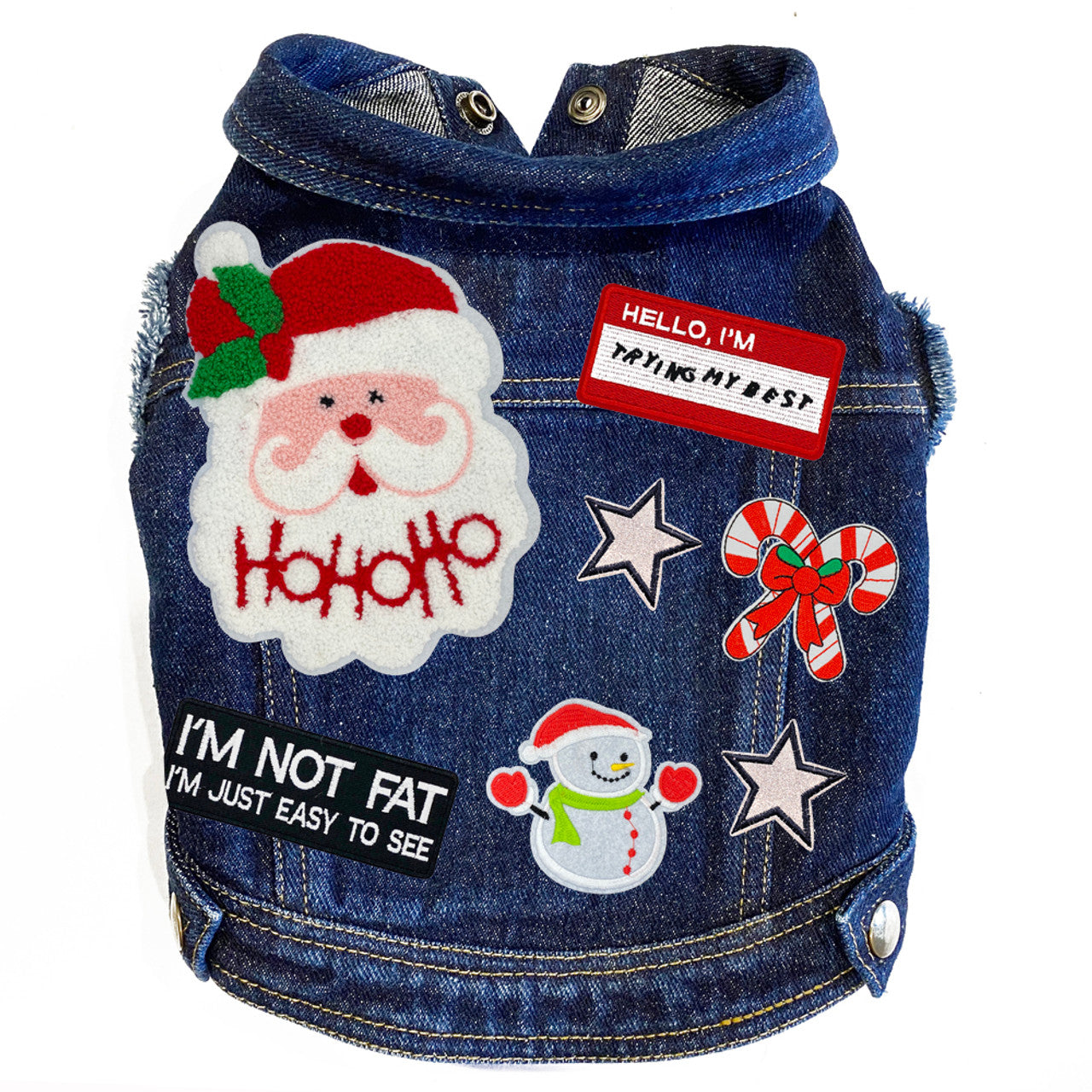 Christmas Ho Ho Santa Denim Dog Jacket