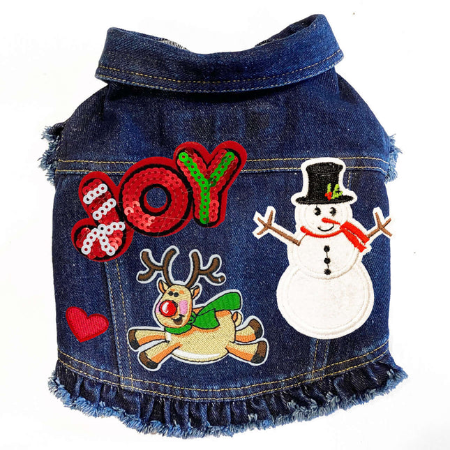 Christmas Joy Denim Dog Jacket