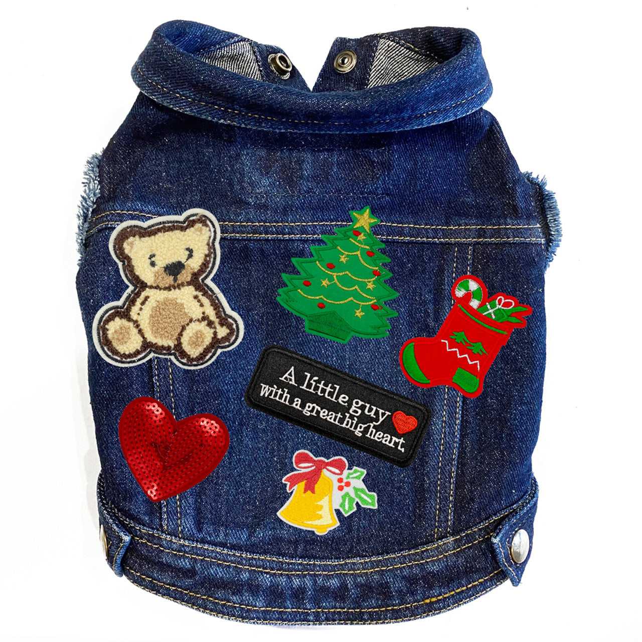 Christmas Little Bear Denim Dog Jacket