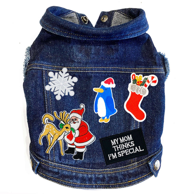 Christmas Penguin Denim Dog Jacket