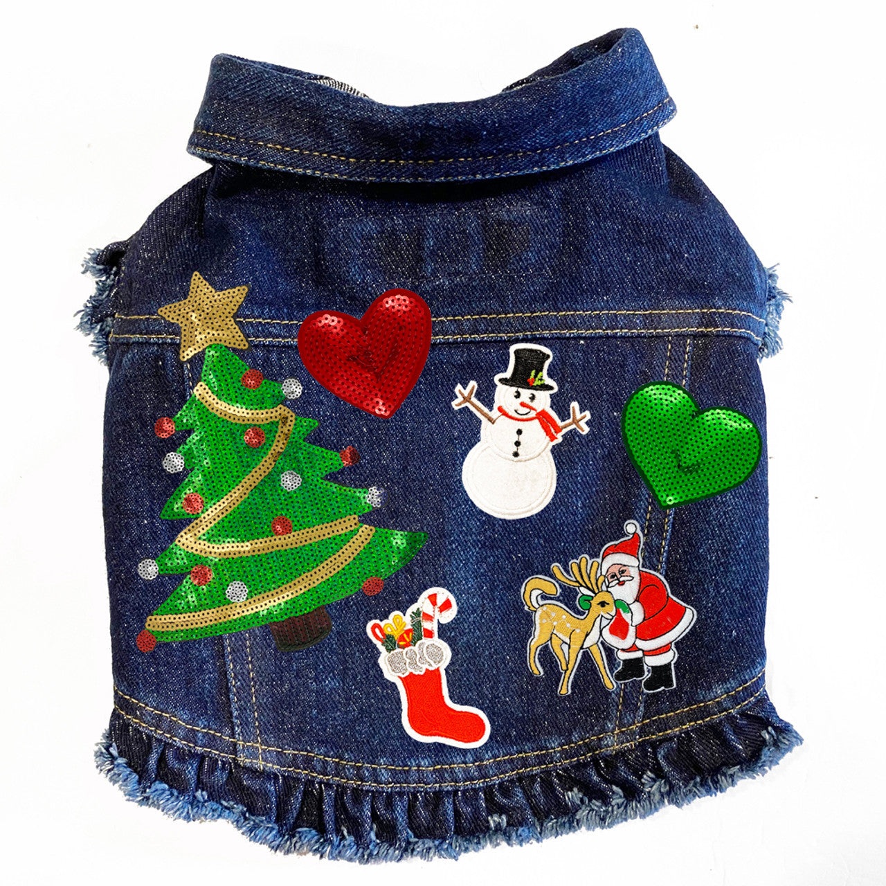 Christmas Sequin Tree Denim Dog Jacket