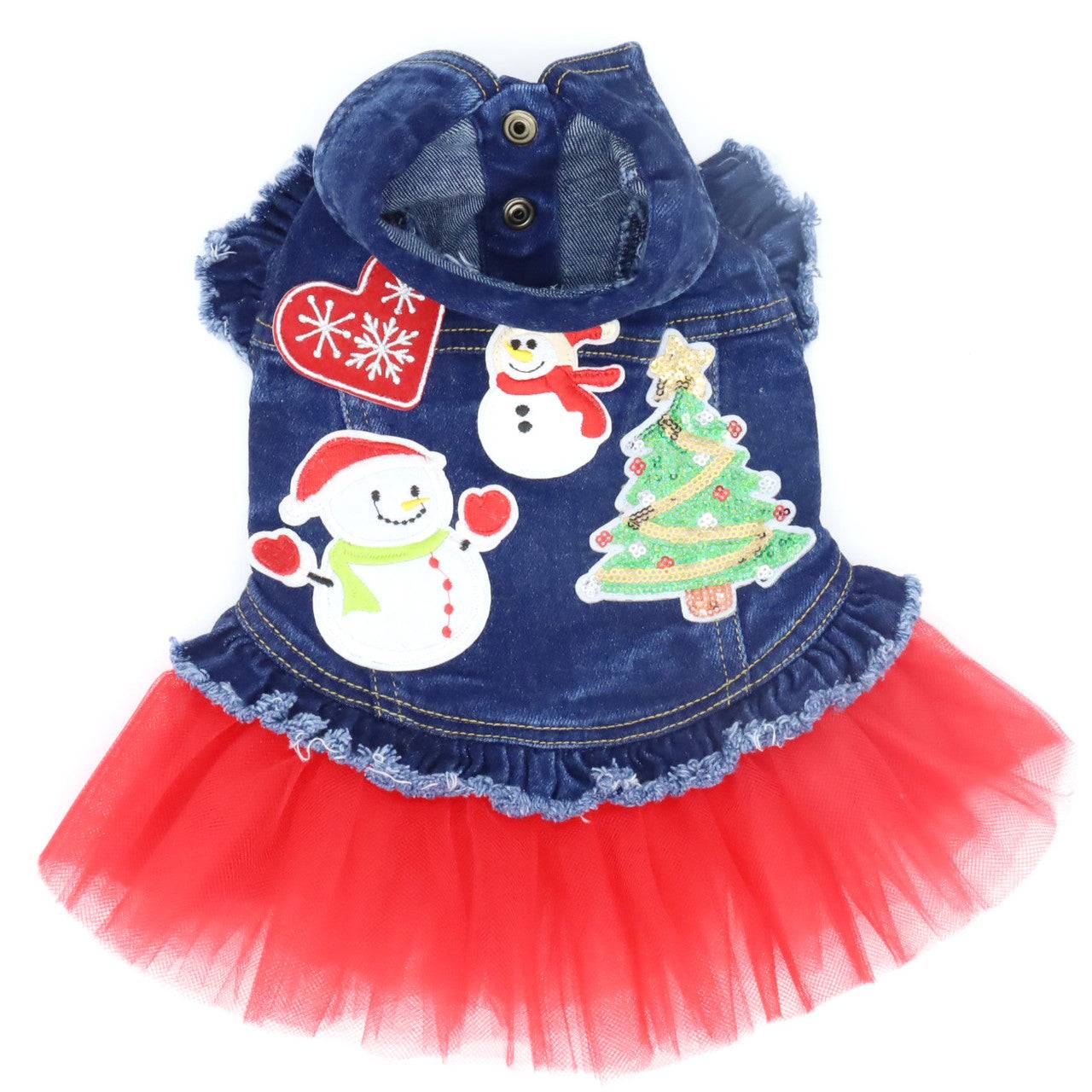 Christmas Snowmen Denim Dog Jacket