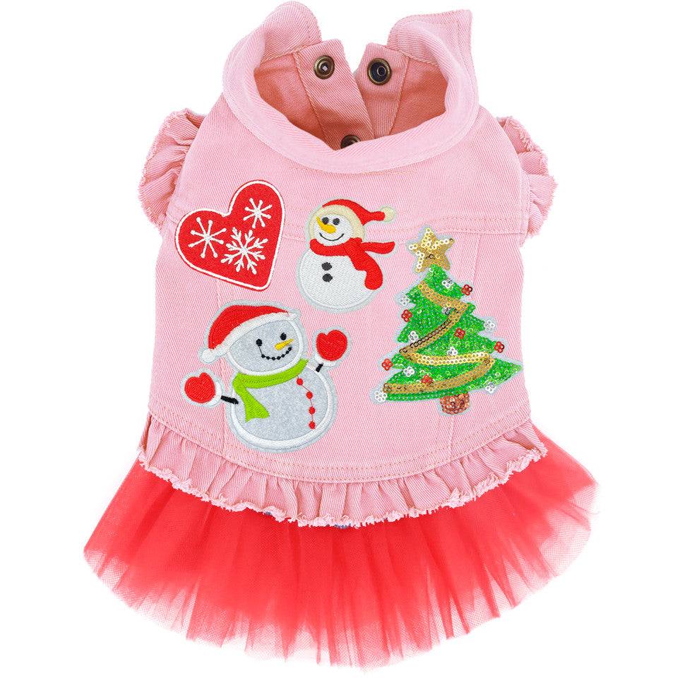 Christmas Snowmen Denim Dog Jacket