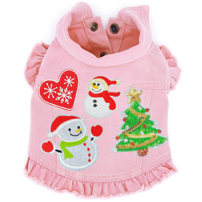 Christmas Snowmen Denim Dog Jacket