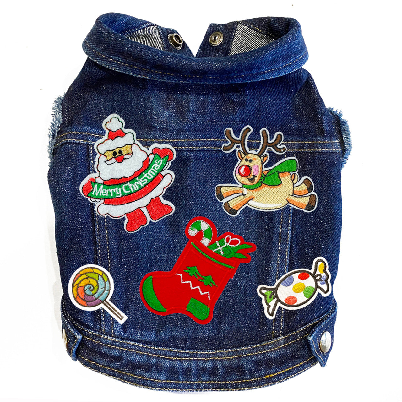 Christmas Stocking Denim Dog Jacket