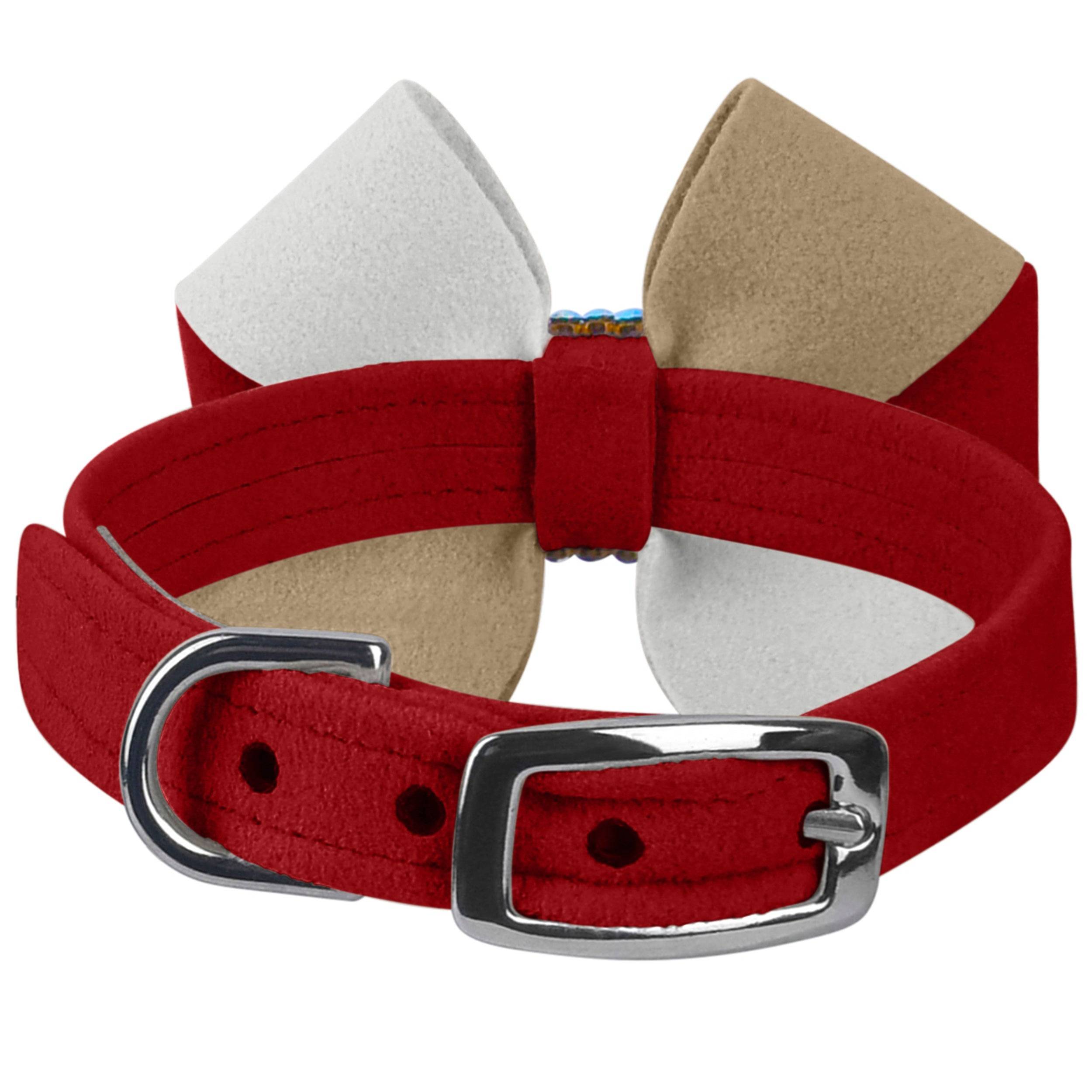 Game Day Glam Red & Sahara Pinwheel Bow Collar