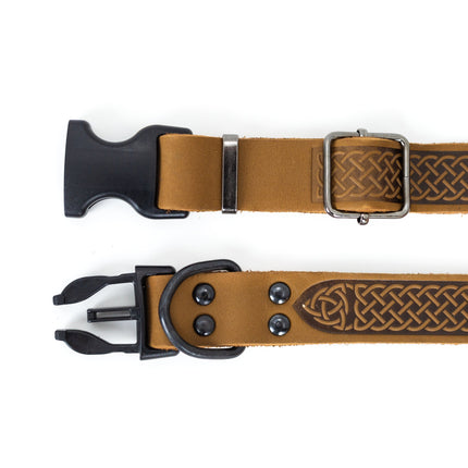 Celtic Sport Earth Brown Leather Dog Collar