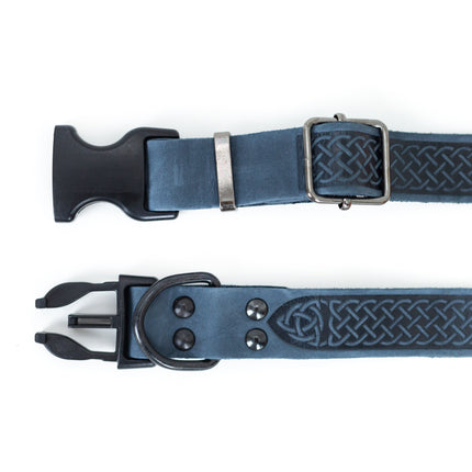 Celtic Sport Blue Jeans Leather Dog Collar