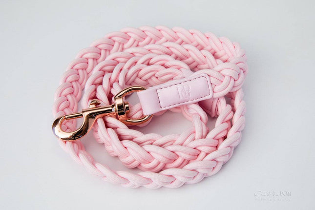 Dog Lead Baby Pink Plaited