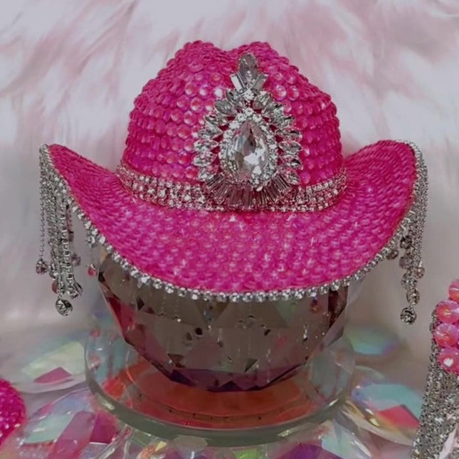 Crystal Cowboy Hat - Fuchsia Giddy Up