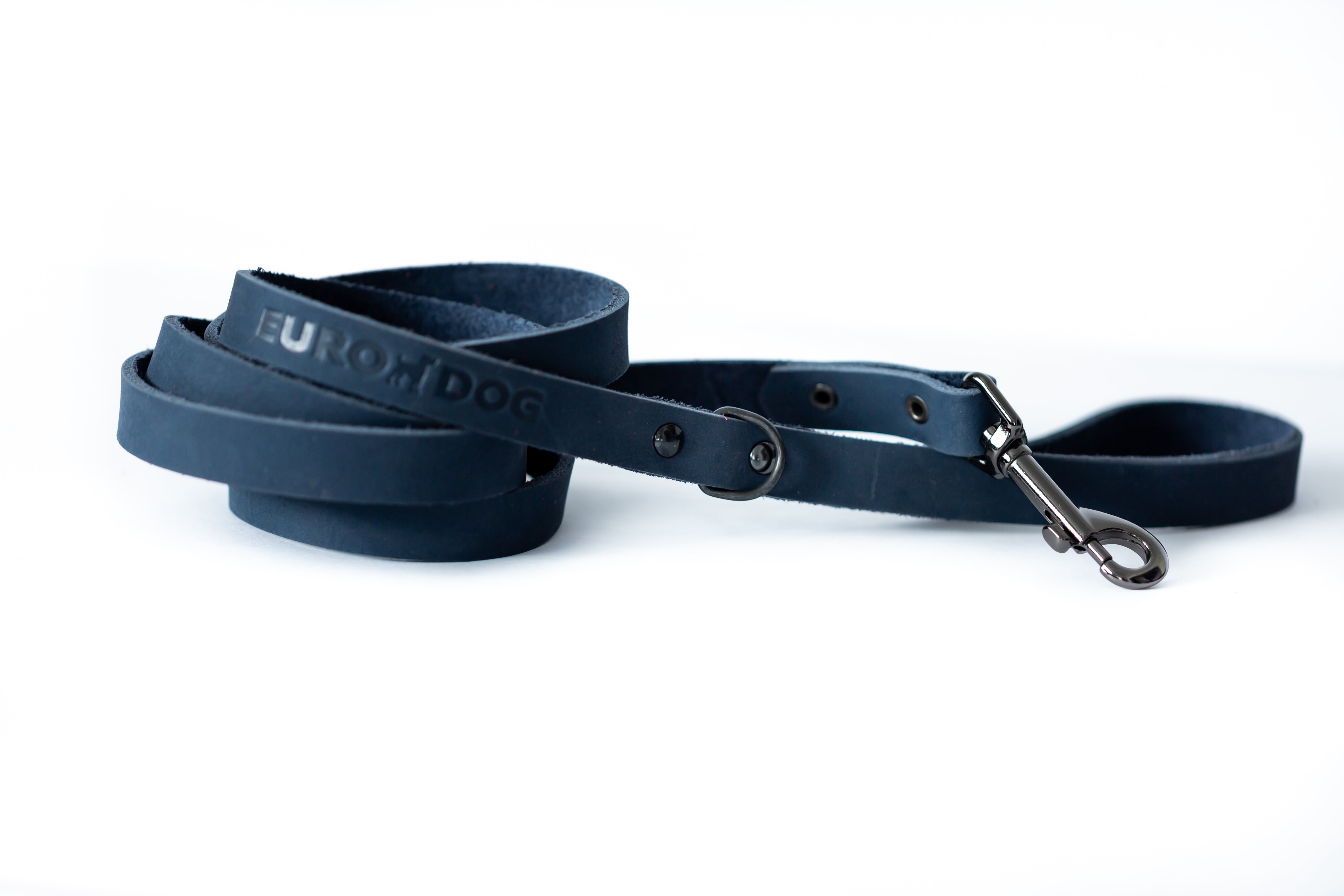 Euro Dog Soft Leather Dog Leash Sport Style Made in USA Affordable Luxury Blue Jeans