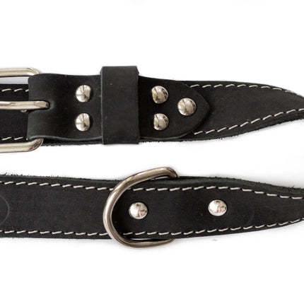 Traditional Black Leather Dog Collar