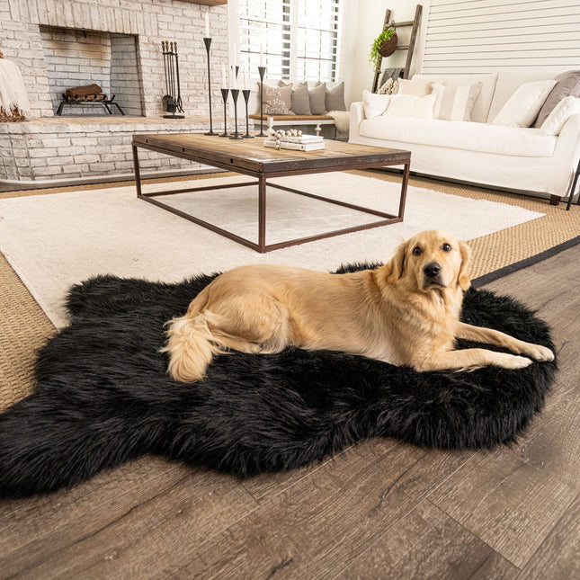 PupRug by Paw.com™ Faux Fur Orthopedic Dog Bed - Curve Midnight Black