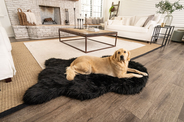 PupRug by Paw.com™ Faux Fur Orthopedic Dog Bed - Curve Midnight Black