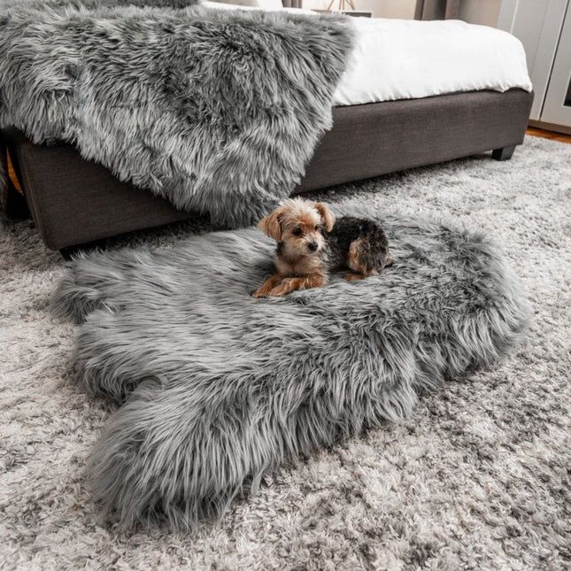 PupRug by Paw.com™ Faux Fur Orthopedic Dog Bed - Curve Charcoal Grey