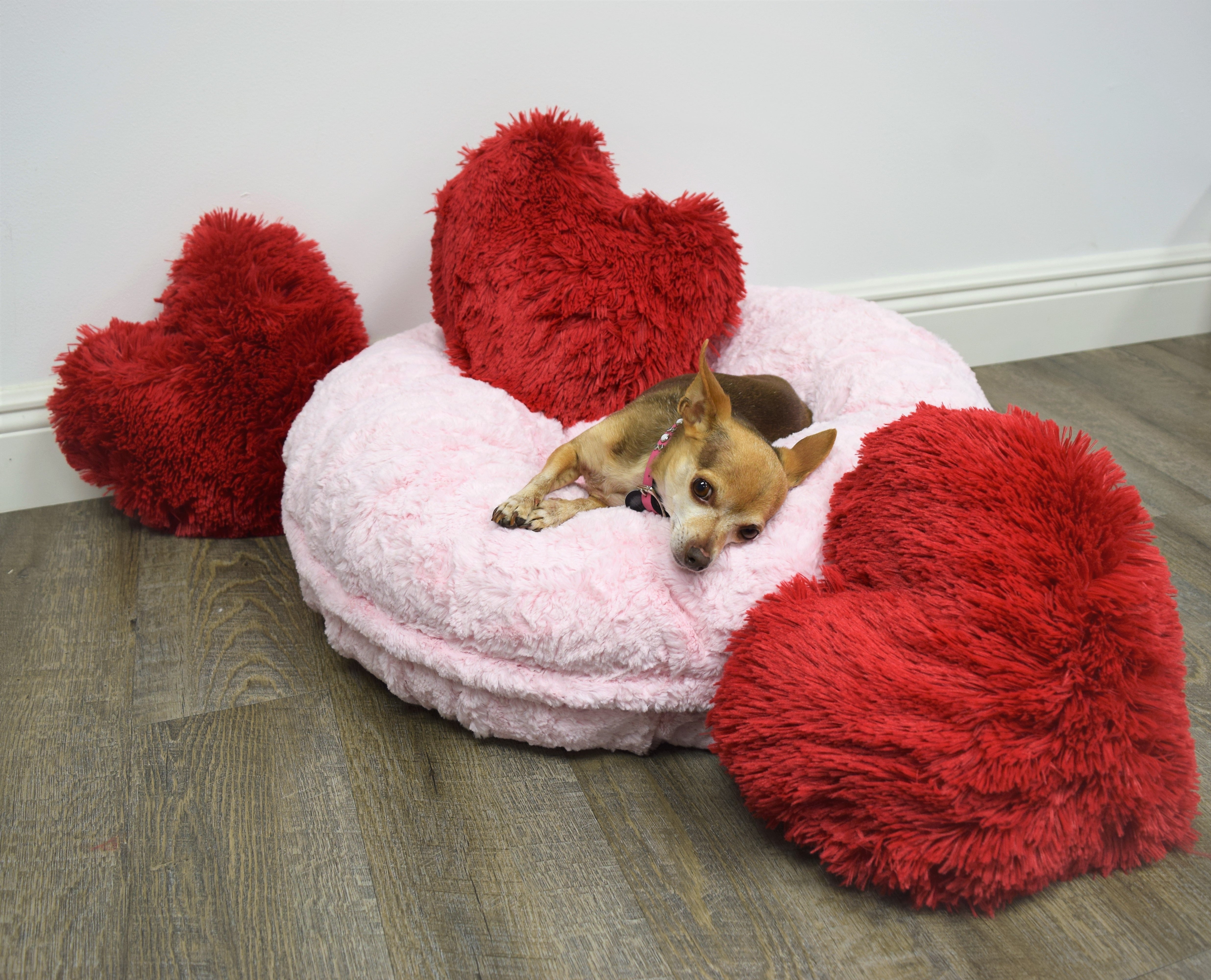 Red Shag Heart Pillow