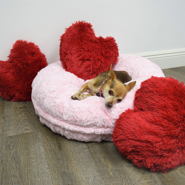 Red Shag Heart Pillow