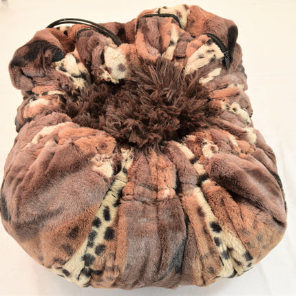 Exotic Fur Gold & Chocolate Shag Travel Bed/Blanket