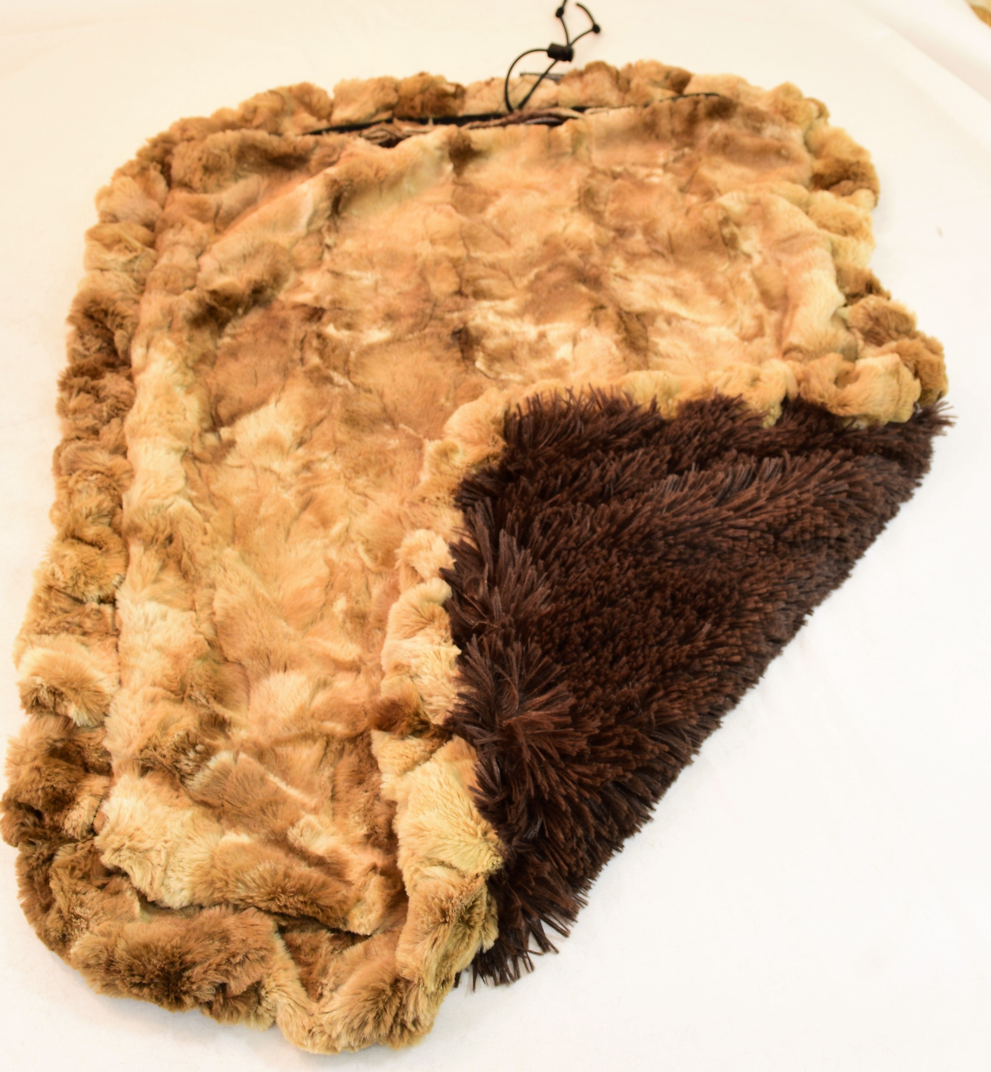 Brown Rabbit & Chocolate Shag Travel Bed/Blanket