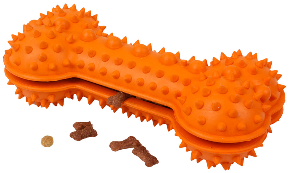 Denta-Bone TPR Treat Dispensing and Dental Cleaning Durable Dog Toy ORANGE