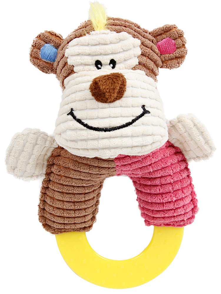 Ring-O-Round Plush Squeaking and Rubber Teething Newborn Puppy Dog Toy Option