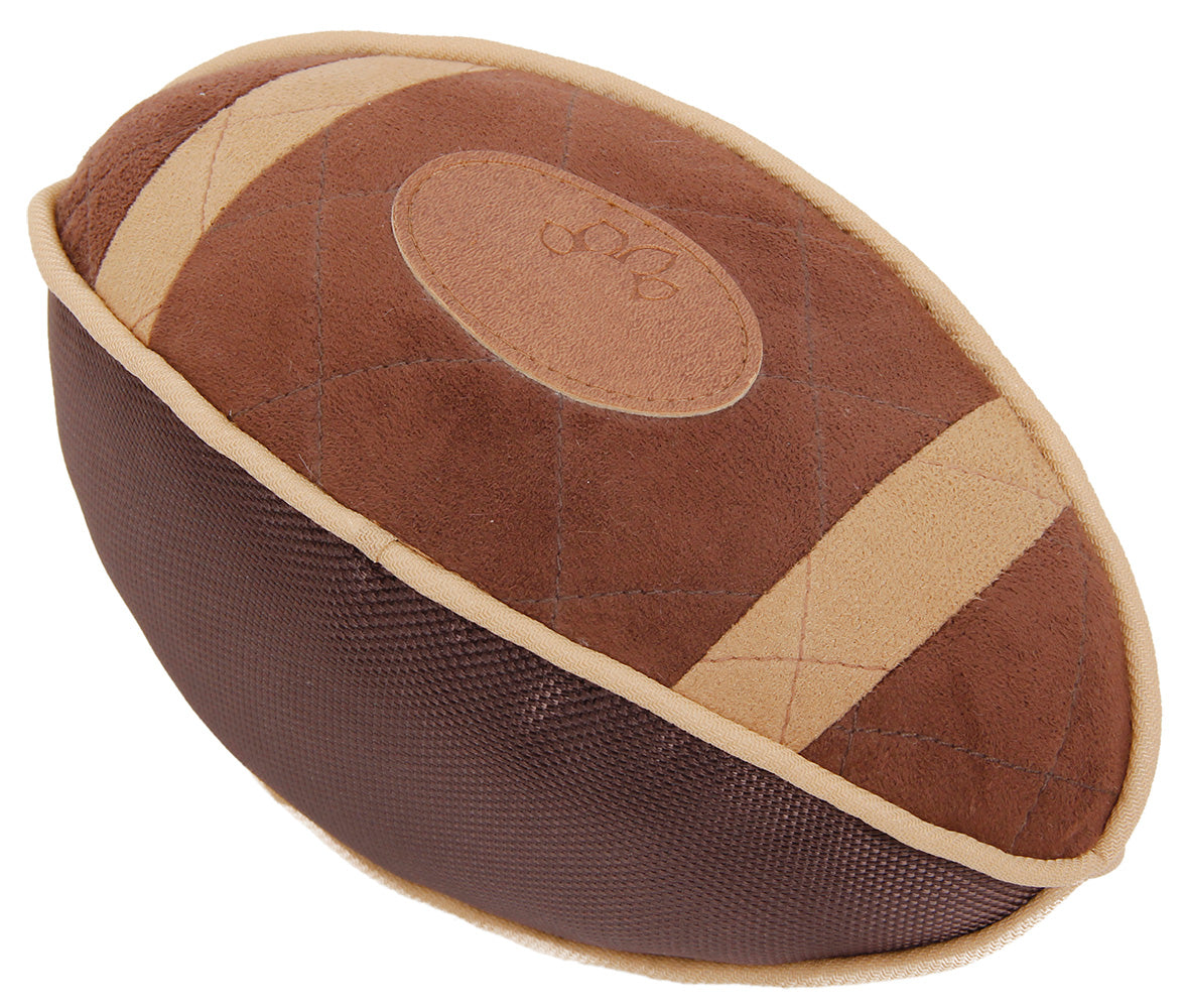 Pugskin Durable Oxford Nylon and Mesh Plush Squeaky Football Dog Toy Option