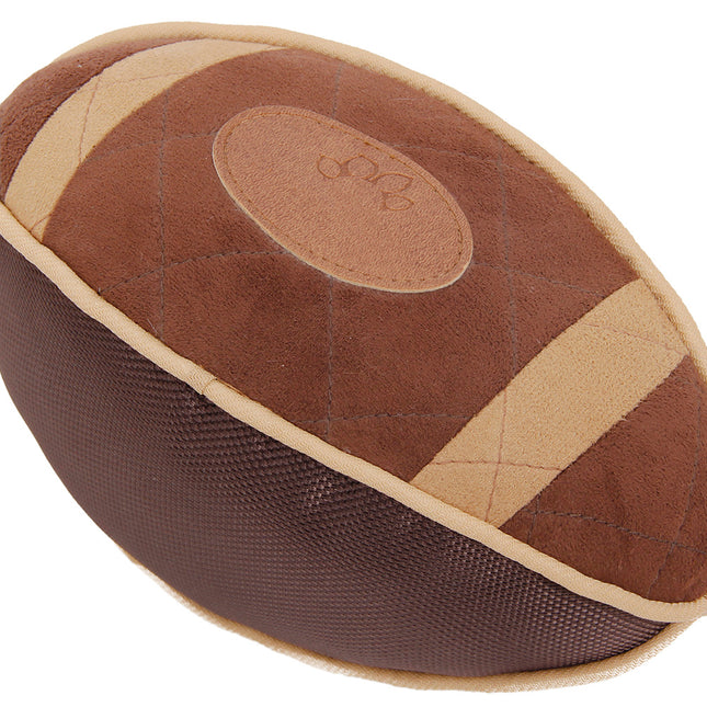 Pugskin Durable Oxford Nylon and Mesh Plush Squeaky Football Dog Toy