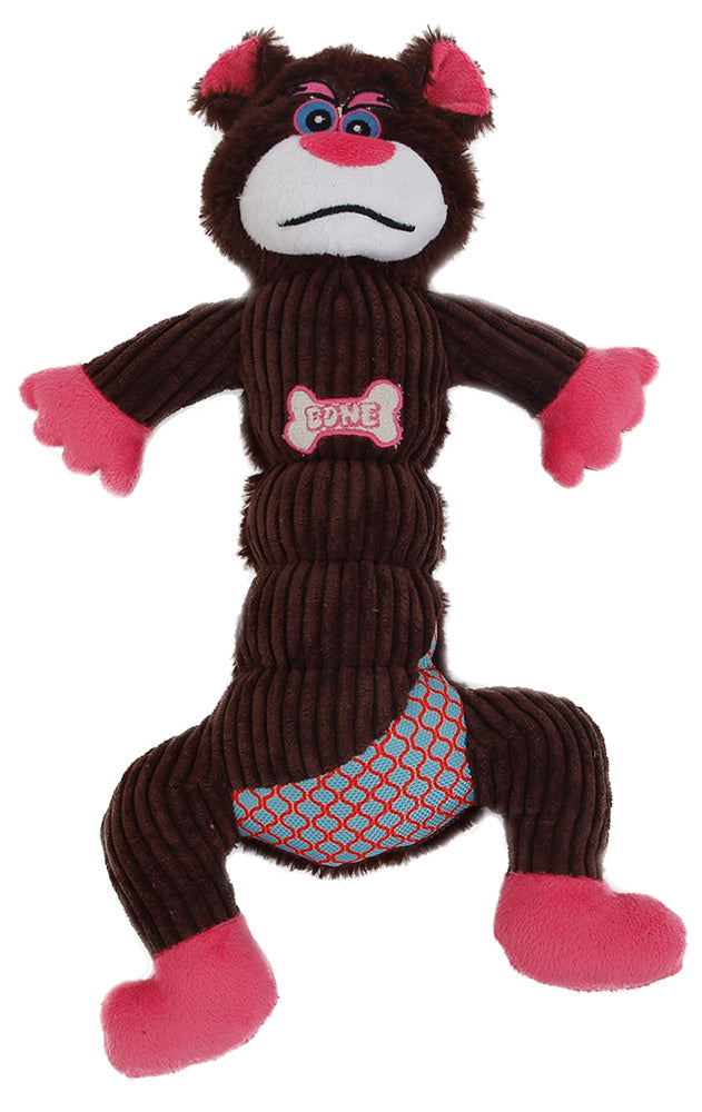 Cuddle Plush Mesh and Plush Squeaking Dog Toy DARK BROWN