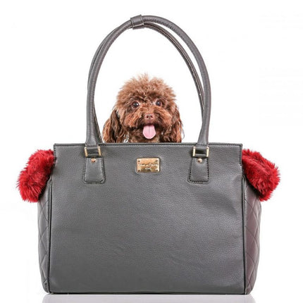 Designer Dog Purse - Black and Red