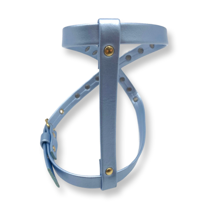 Fashion Dog Harness and Plain Leash Set - Blue with Heart Studs